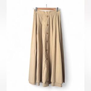 Elegant Tan Button-Down Maxi Skirt